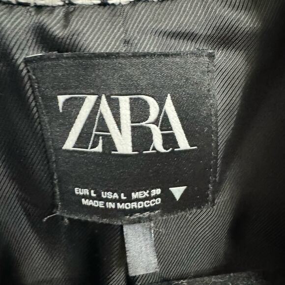 Zara Women's Doble Breasted Checkered Blazer White with Black Relaxed Fit L - Picture 10 of 10